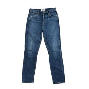 Agolde Nico High Rise Straight Womens Jeans Blue Size 27 Button Fly Cropped 26"